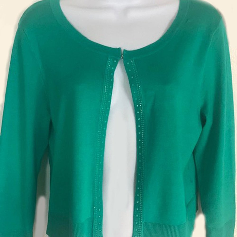 Women’s Cardigan Shrug with Beaded Trim Sz M
